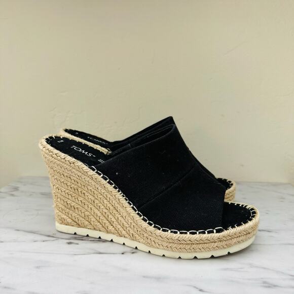 TOMS Monica Black And Tan Mule Wedge Women’s Size 7.5 - Picture 4 of 9